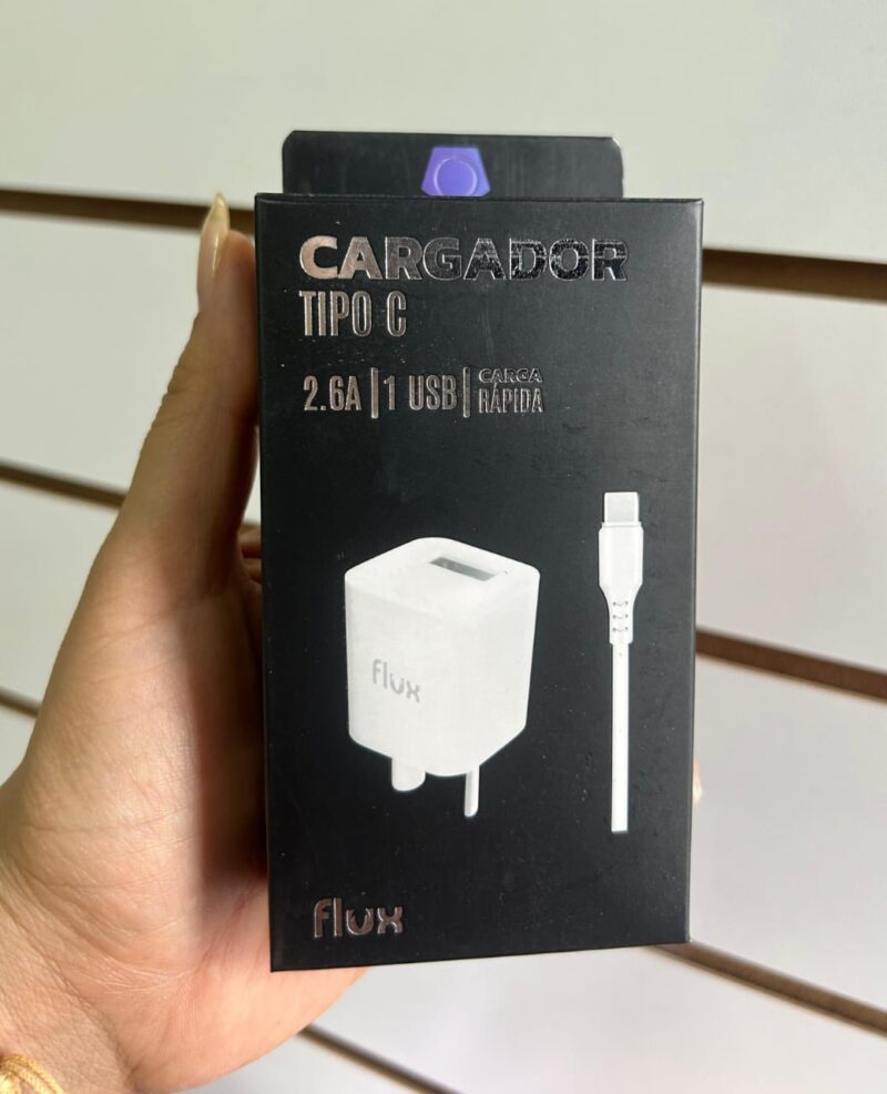 FC26 - CARGADOR FLUX 2.6amp 1USB + CABLE TIPO C