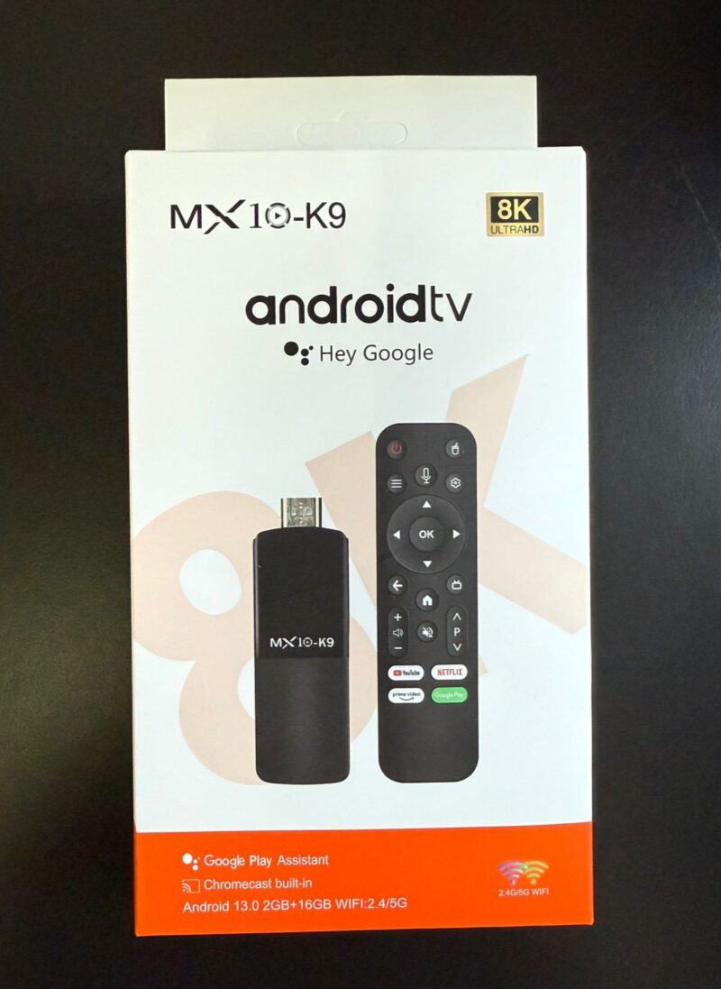 TVSMX10 - TV STICK MX10 K9 ANDROID 13 8K ULTRA HD C/ COMANDO DE VOZ (10012)
