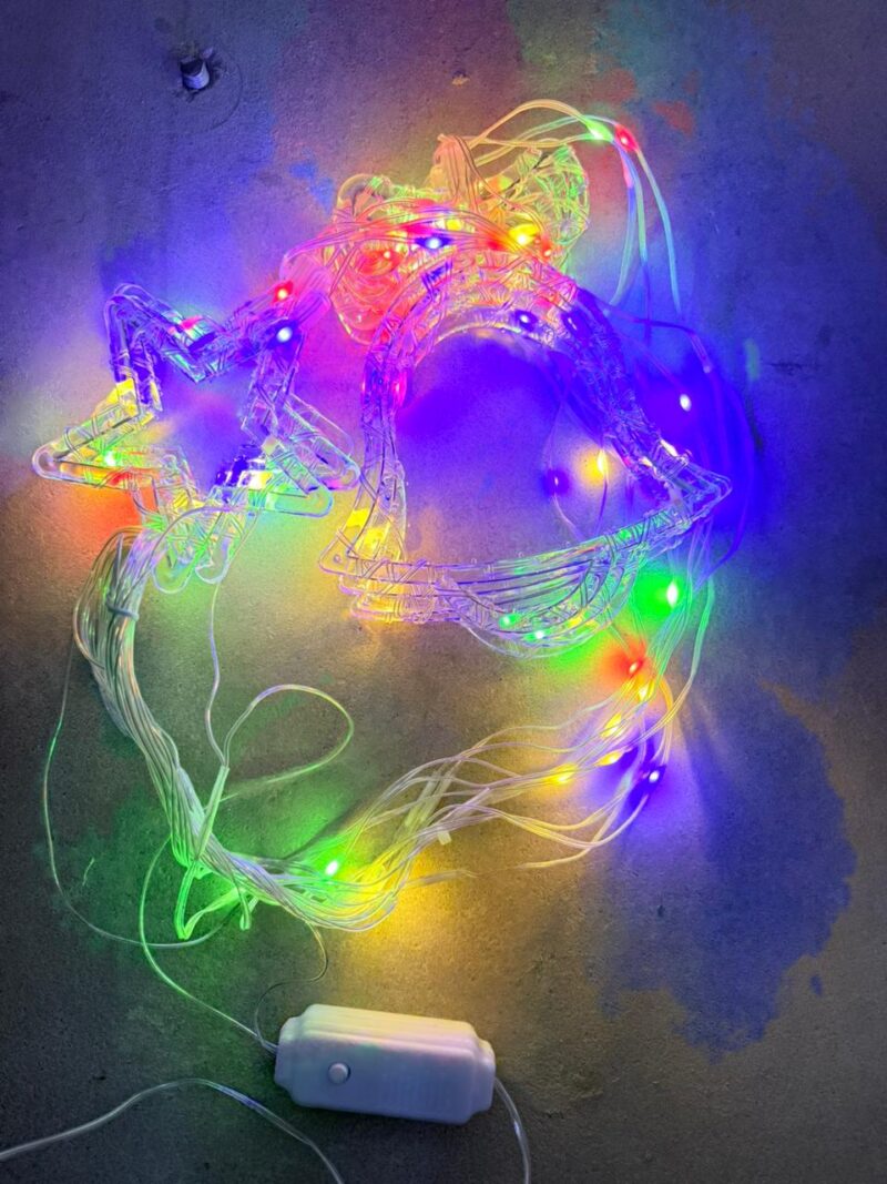 C91007 - CORTINA LUZ LED RGB NAVIDEÑA 5 ESTRELLA 5 CAMPANA