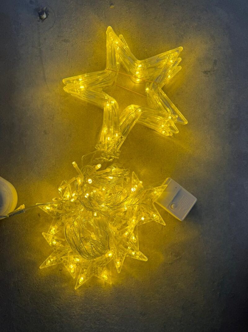 C91010 - CORTINA LUZ LED CALIDA NAVIDEÑA 6 ESTRELLA GRANDE 6 ESTRELLA CHICA
