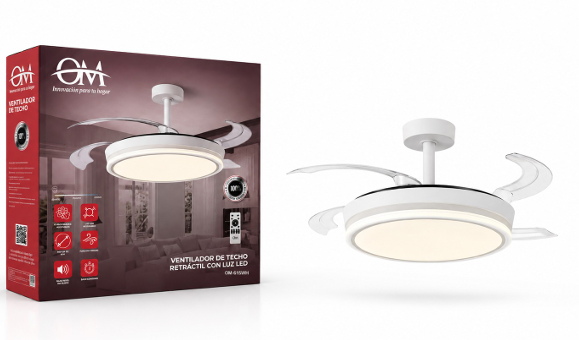 615WH - VENTILADOR DE TECHO RETRACTIL CON LUZ LED OM