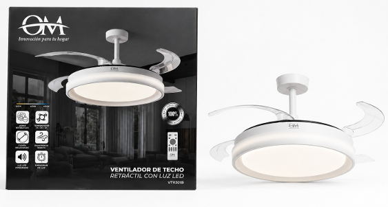 VTR301B.png VTR301B - VENTILADOR DE TECHO RETRACTIL CON LUZ LED DELUXE OM