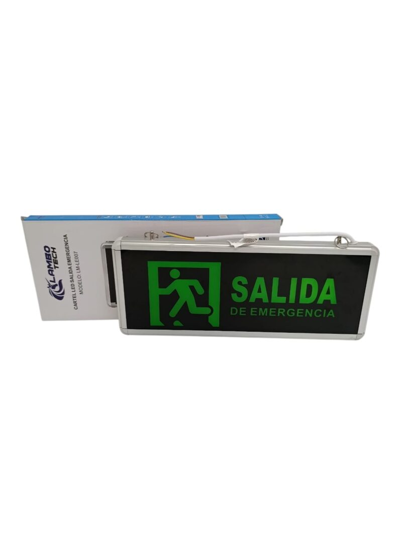CARTEL-EMERGENCIA.jpeg D15107 - CARTEL LED SALIDA DE EMERGENCIA 220v LAMBO TECH LM-LE007