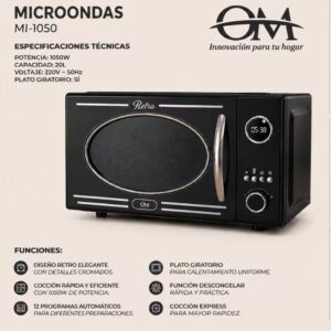 MI1050NE - MICROONDAS DIGITAL 20L NEGRO OM