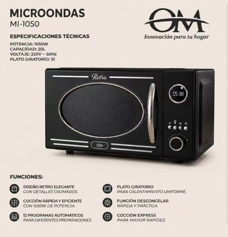 MI1050NE - MICROONDAS DIGITAL 20L NEGRO OM