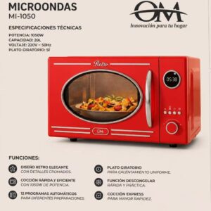 MI1050RO - MICROONDAS DIGITAL 20L ROJO OM