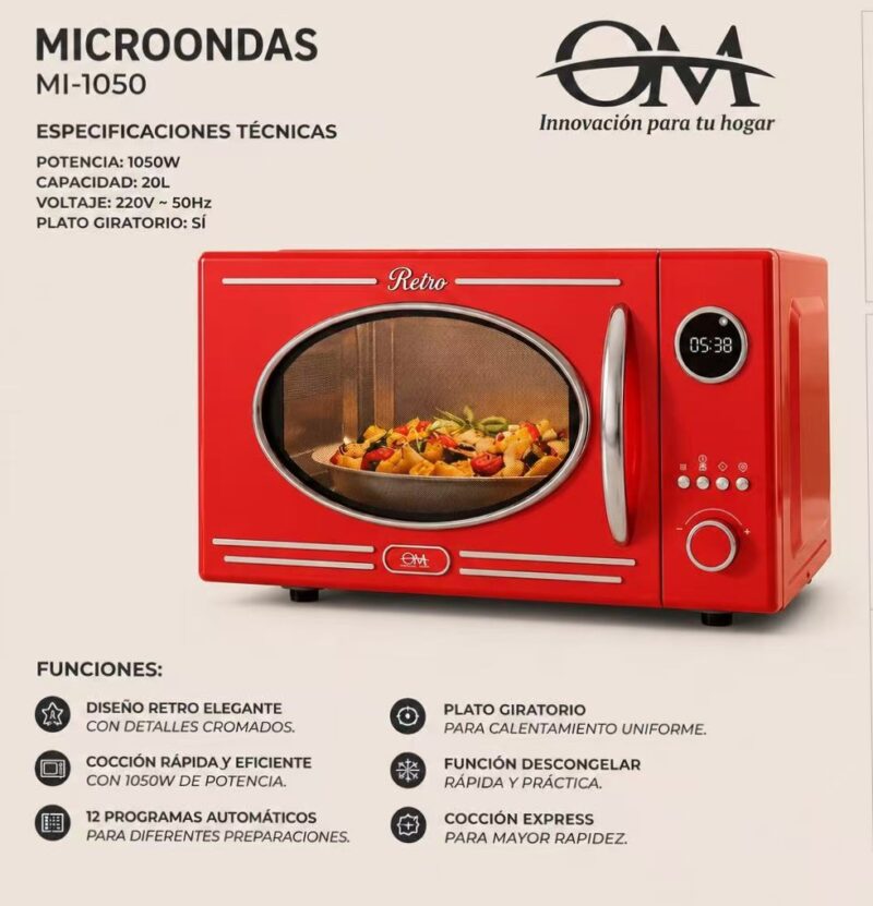 MI1050RO - MICROONDAS DIGITAL 20L ROJO OM