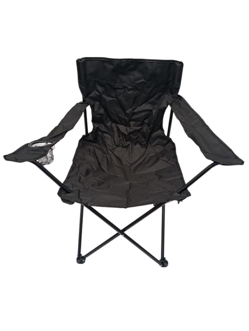 FS001BLACK - SILLA DE CAMPING PLEGABLE CON APOYABRAZOS NEGRA